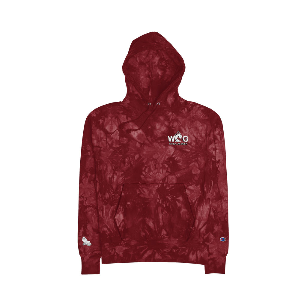 WAYG Collection- Sitka Alaska- Unisex Tie-Dye Champion Hoodie, Embroidered Hoodie
