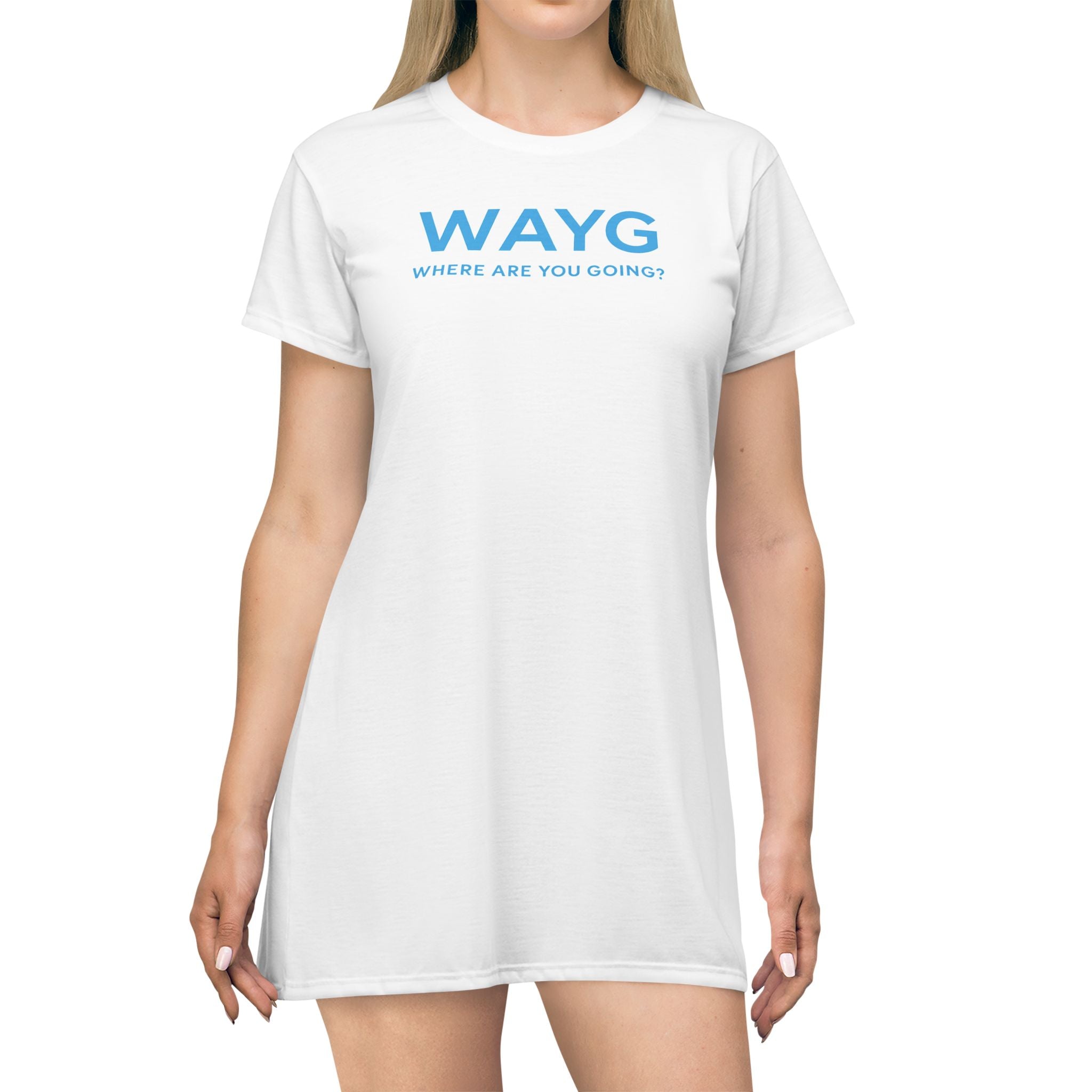 Casual Statement T-Shirt Dress - 'WAYG' Print, Summer Outfit, Gifts for Her, Trendy Lounge Wear, Everyday Fashion