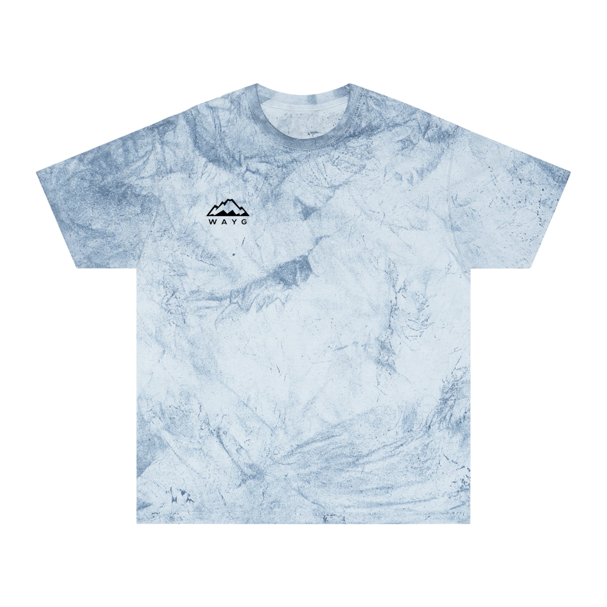 Golden Tie-Dye Tee — Minimal 'WAVE' Mountain Logo